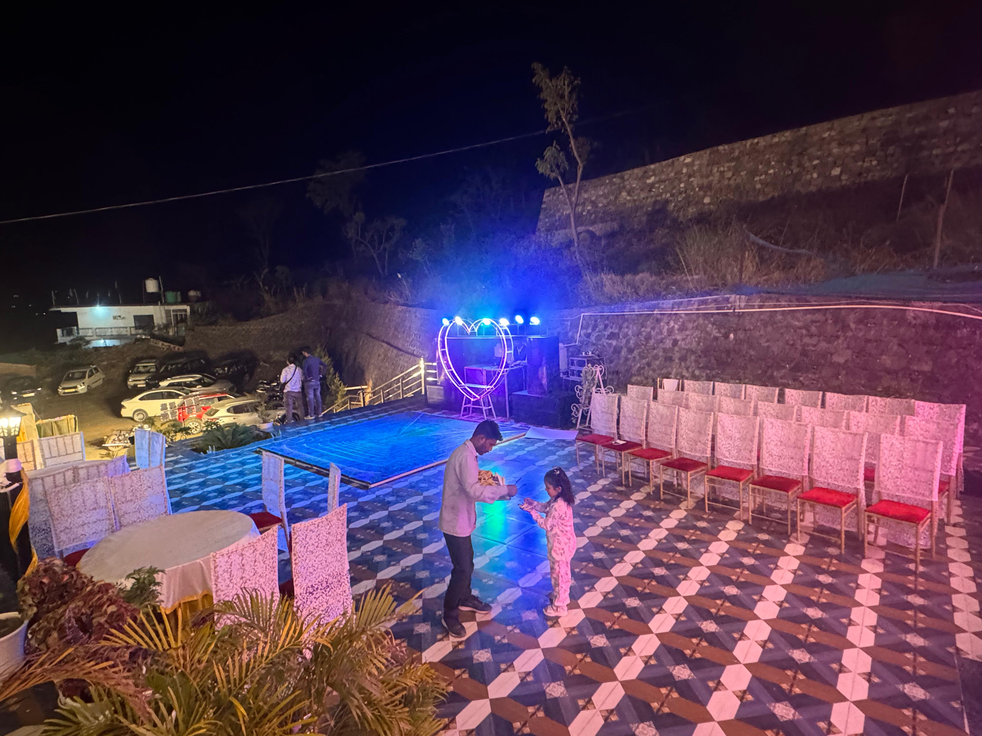 Outdoor DJ floor and stage setup